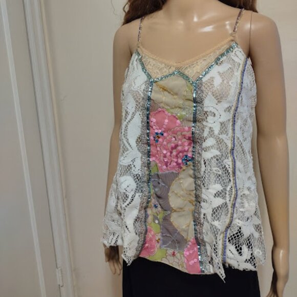 Free People Sequin Burning Man Tank Top, Size L - Picture 10 of 11